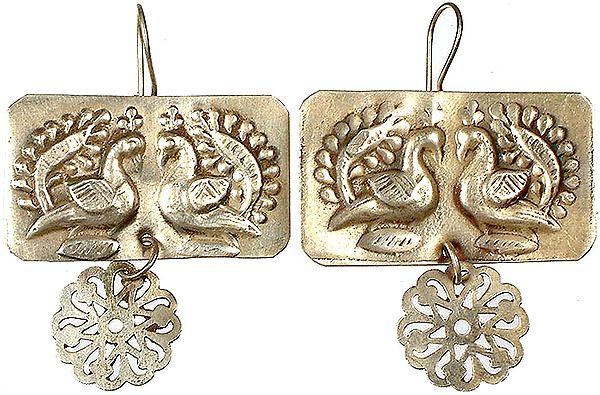 Sterling Antiquated Peacock Tribal Earrings