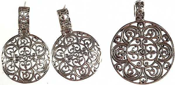 Sterling Art Noveau Pendant with Earrings Set