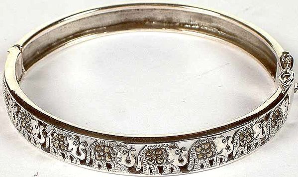 Sterling Bangle with Elephants