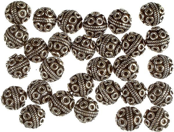 Sterling Beads with Knotted Rope and Attached Jump Rings (Price Per Pair)