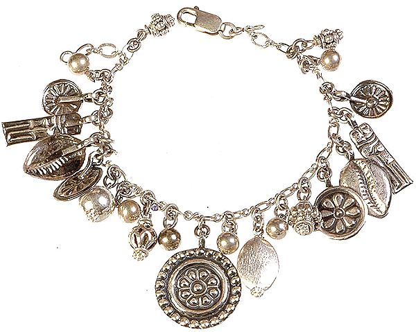 Sterling Ethnic Bracelet with Charms