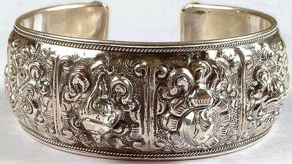 Sterling Bracelet with Eight Auspicious Tibetan Symbols