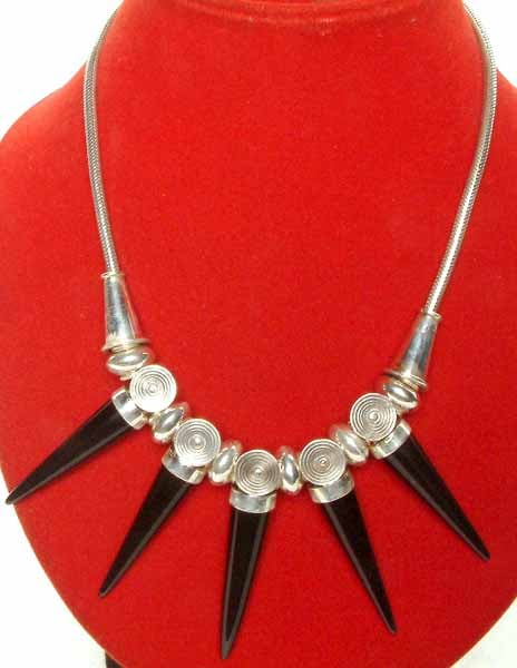 Sterling Choker with Black Onyx Spikes