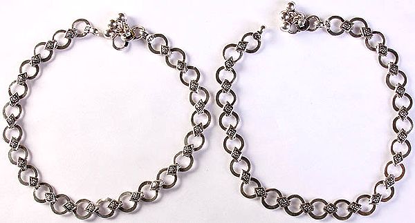 Sterling Connecter Chain Anklets (Price Per Pair)