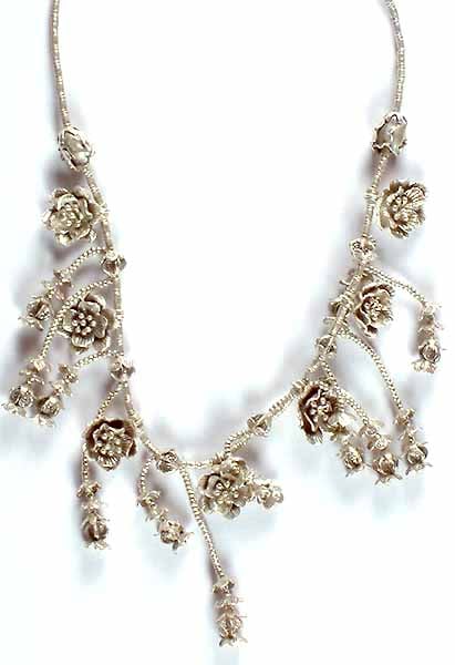 Sterling Designer Flower Necklace