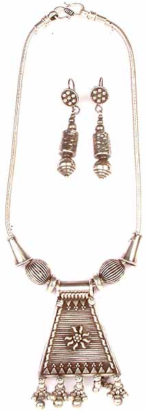 Sterling Designer Necklace from Rajasthan with Matching Earrings