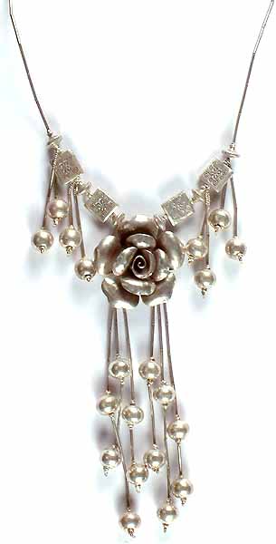 Sterling Designer Rose Necklace