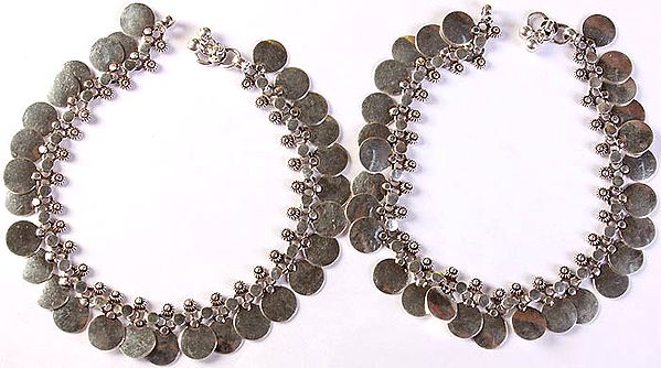 Sterling Discs Anklets (Price Per Pair)
