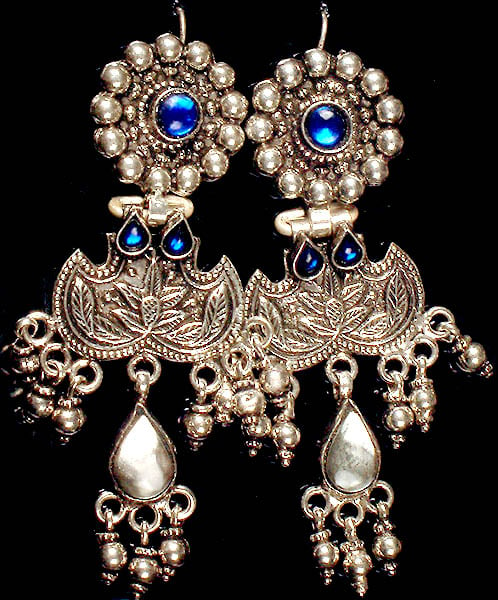 Sterling Earrings From Rajasthan with Kundan Flavor