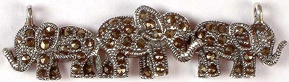 Sterling Elephant Necklace Centre with Marcasite