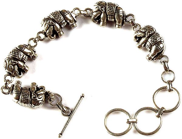 Sterling Elephants Bracelet