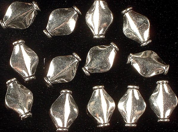 Sterling Elongated Oval Fine Beads (Price Per Four Pieces)
