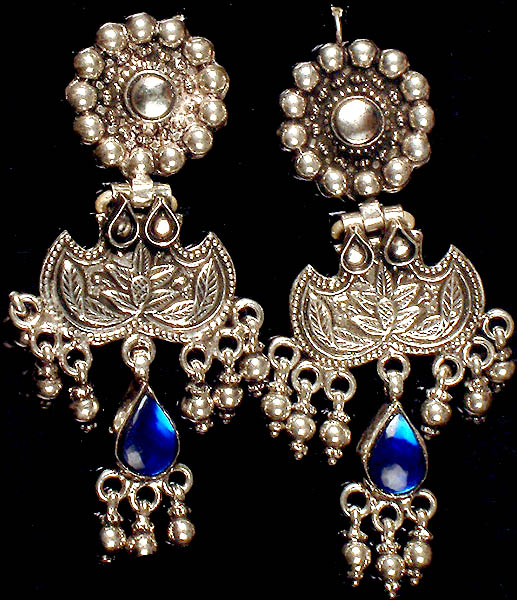 Sterling Floral Earrings from Ratangarhi with Kundan Flavor
