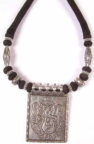 Sterling Ganesha Necklace with Matching Cord