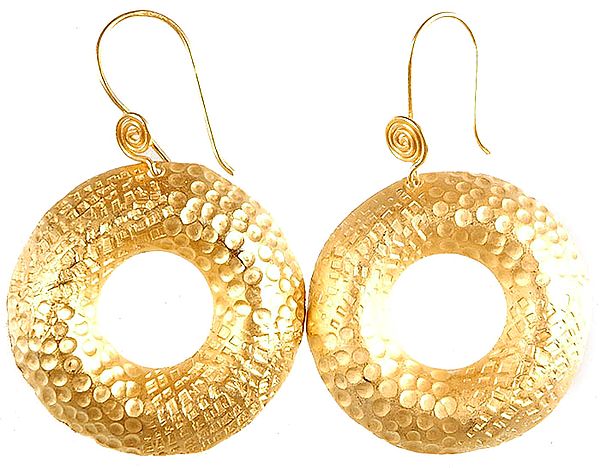 Sterling Gold Plated Donut Earrings with Dimples