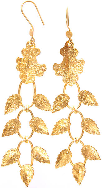 Sterling Gold Plated Leaves Earrings