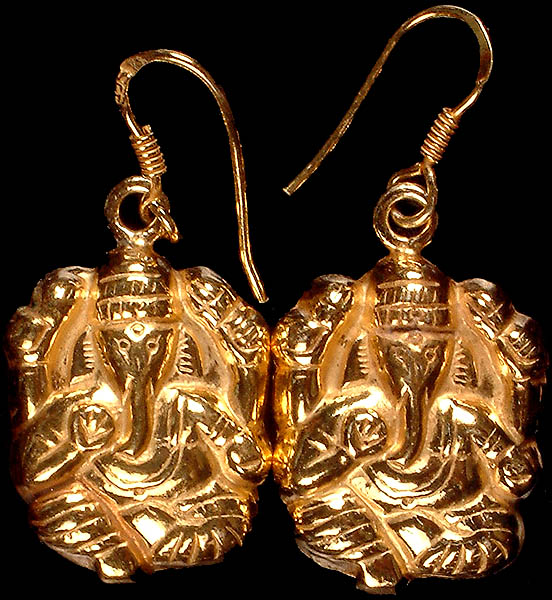 Sterling Gold Plated Lord Ganesha Earrings