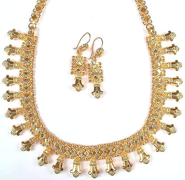 Sterling Gold Plated Necklace from Jaipur with Matching Earrings