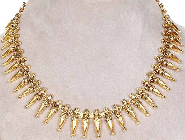 Sterling Gold Plated Necklace with Vegetative Motifs