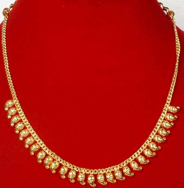 Sterling Gold Plated Ratangarhi Necklace with Mango Motifs