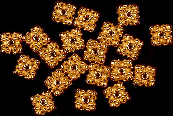 Sterling Gold Plated Square Beads with Granulation