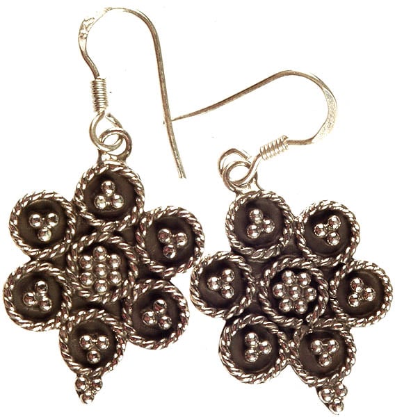 Sterling Granulated Earrings with Knotted Rope