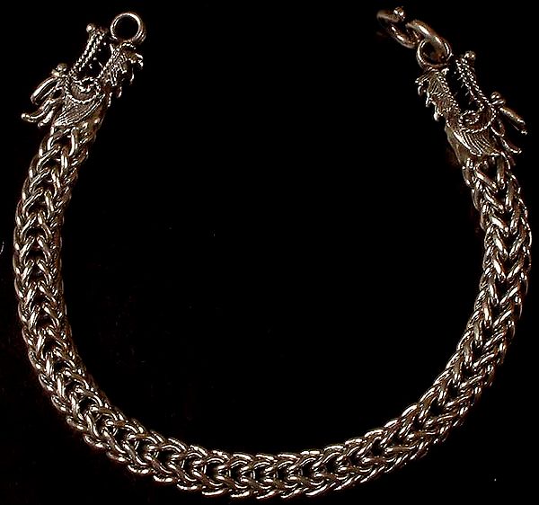 Sterling Knotted Rope Bracelet with Dragons