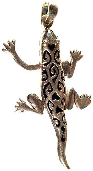Sterling Lizard Pendant with Lattice