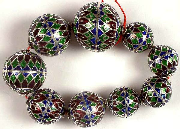 Sterling Meenakari Beads