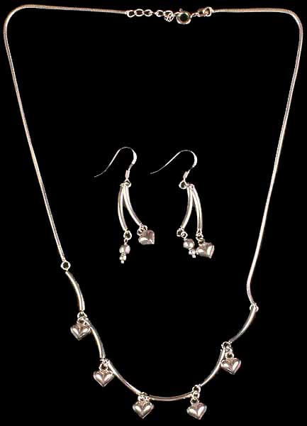 Sterling Necklace & Earrings Valentine Set