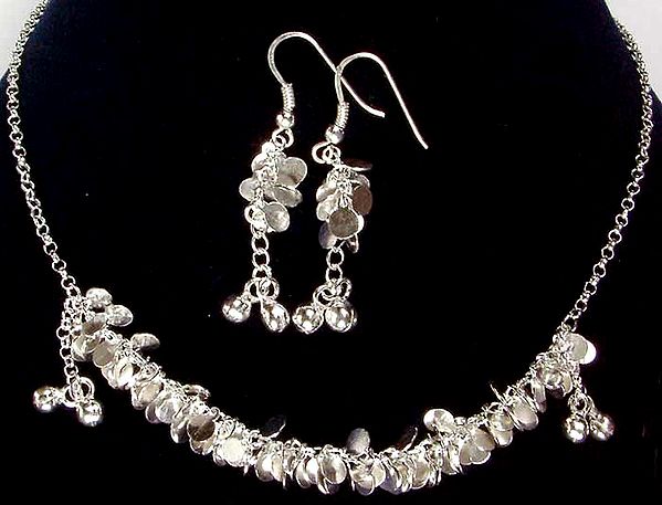 Sterling Necklace and Earrings Set With Dangling Circles
