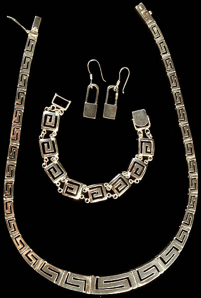 Sterling Necklace and Earrings Set with Matching Bracelet