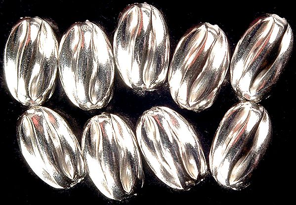 Sterling Fine Oval Incised Beads (Price Per Pair)