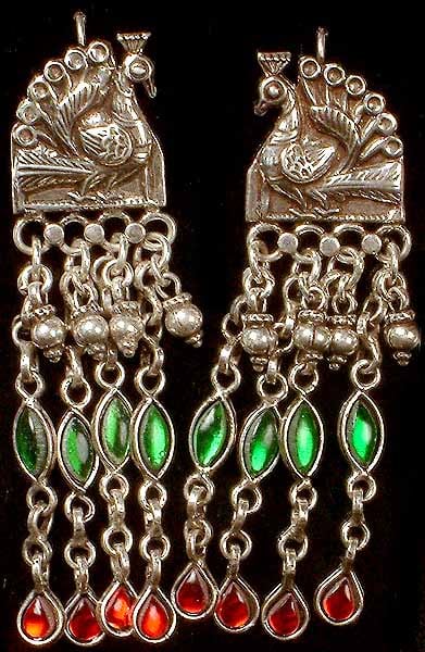 Sterling Peacock Earrings from Rajasthan