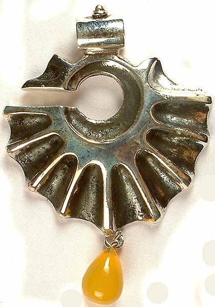 Sterling Pendant with Yellow Chalcedony Dangle