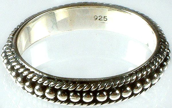 Sterling Ring with Knotted Rope and Granulation