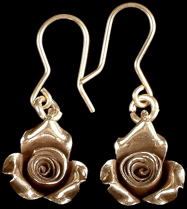 Sterling Rose Flower Earrings