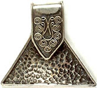 Sterling Silver Triangular Pendant with Dimples and Filigree