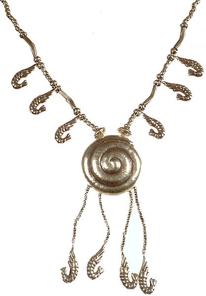 Sterling Snail Shell and Fish Necklace with Dangles