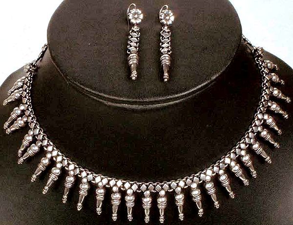 Sterling Spike Necklace and Earrings Set