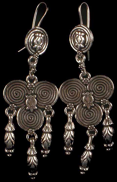 Sterling Spiral Earrings from Rajasthan
