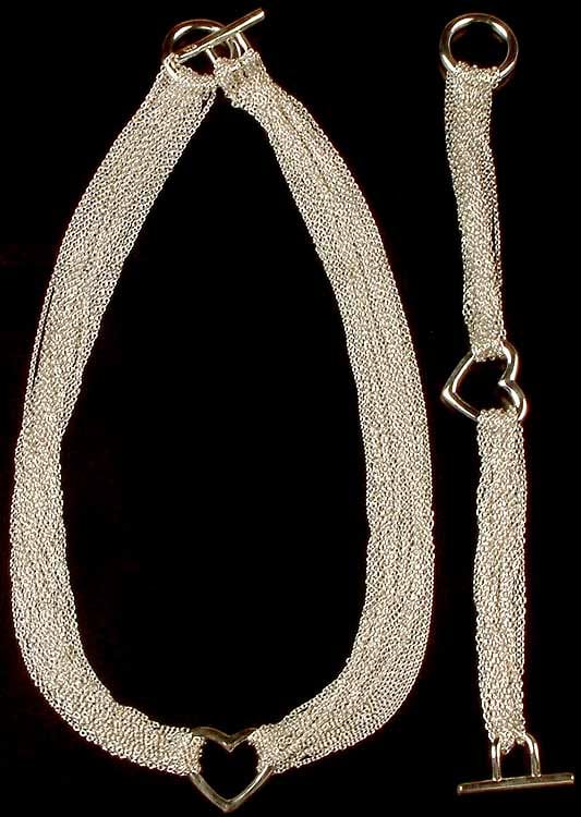 Sterling Valentine Necklace & Bracelet Set