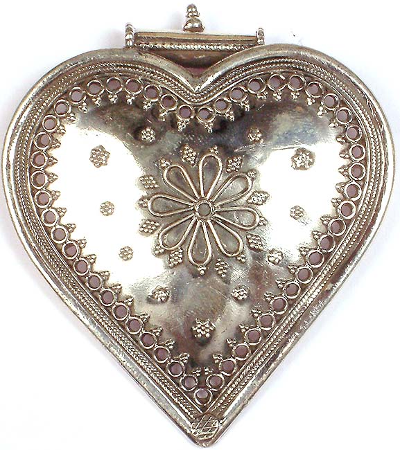 Sterling Valentine Pendant with Central Flower