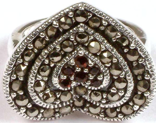 Sterling Valentine Ring with Marcasite