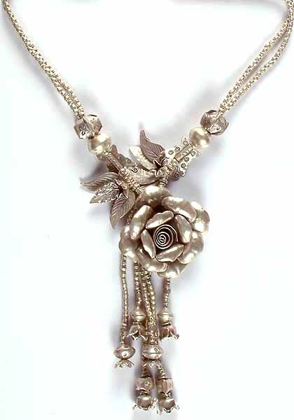 Sterling Vegetal Necklace with Flower