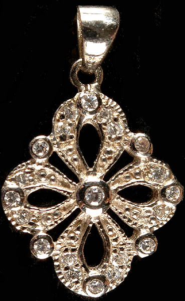 Stylized Vishva Vajra Pendant with Cubic Zirconia