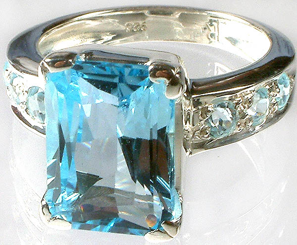 Super Fine Cut Blue Topaz Ring