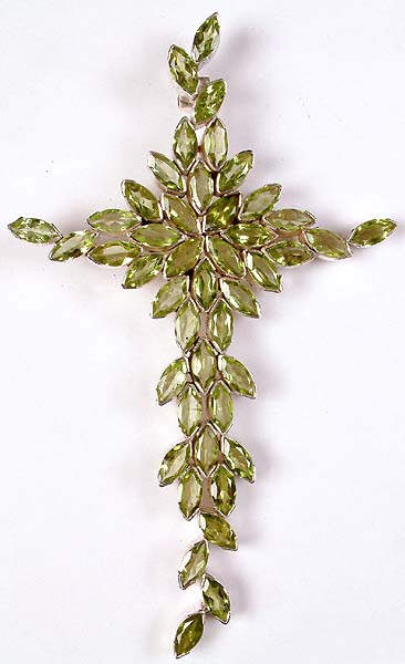 Superfine Faceted Peridot Cross
