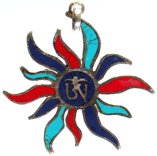 Swirling Inlay Pendant with Central Om (AUM)