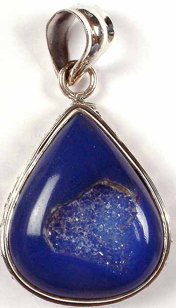 Tear Drop Blue Chalcedony Chipped Pendant